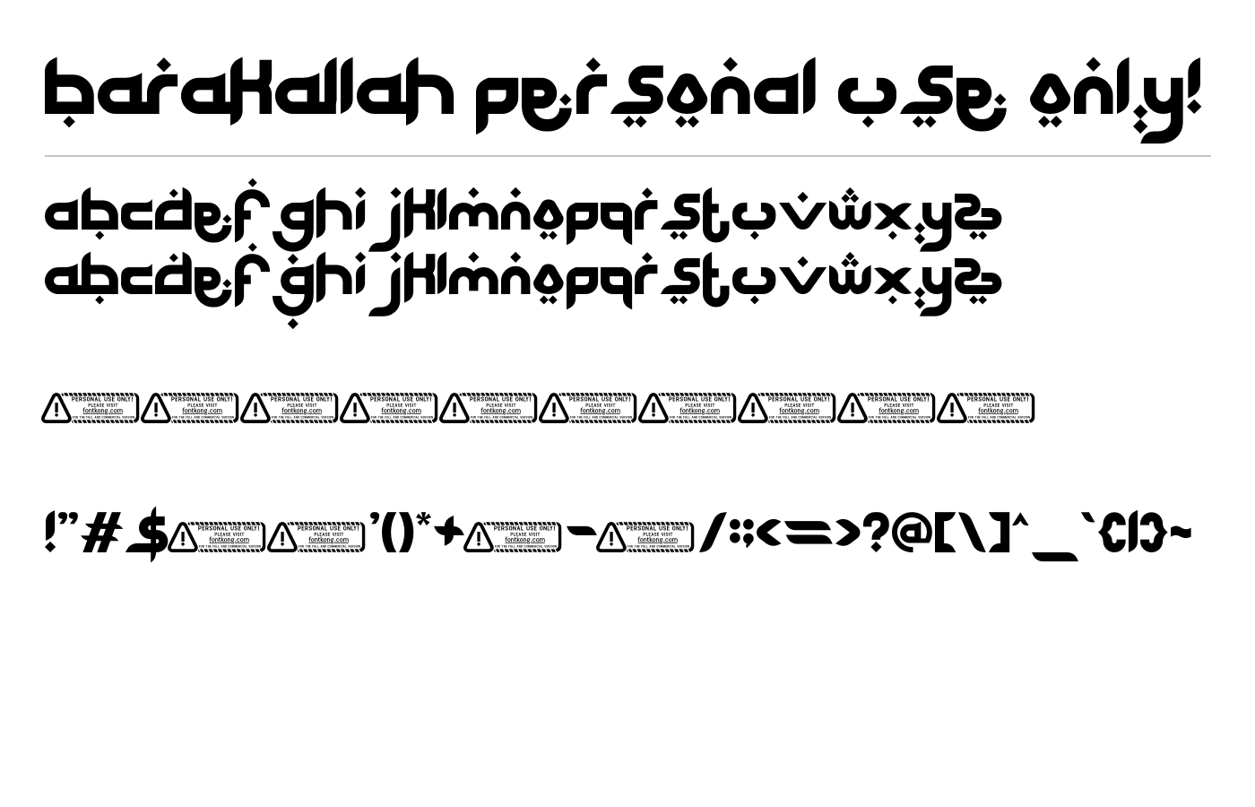 Barakallah PERSONAL USE ONLY! Font preview