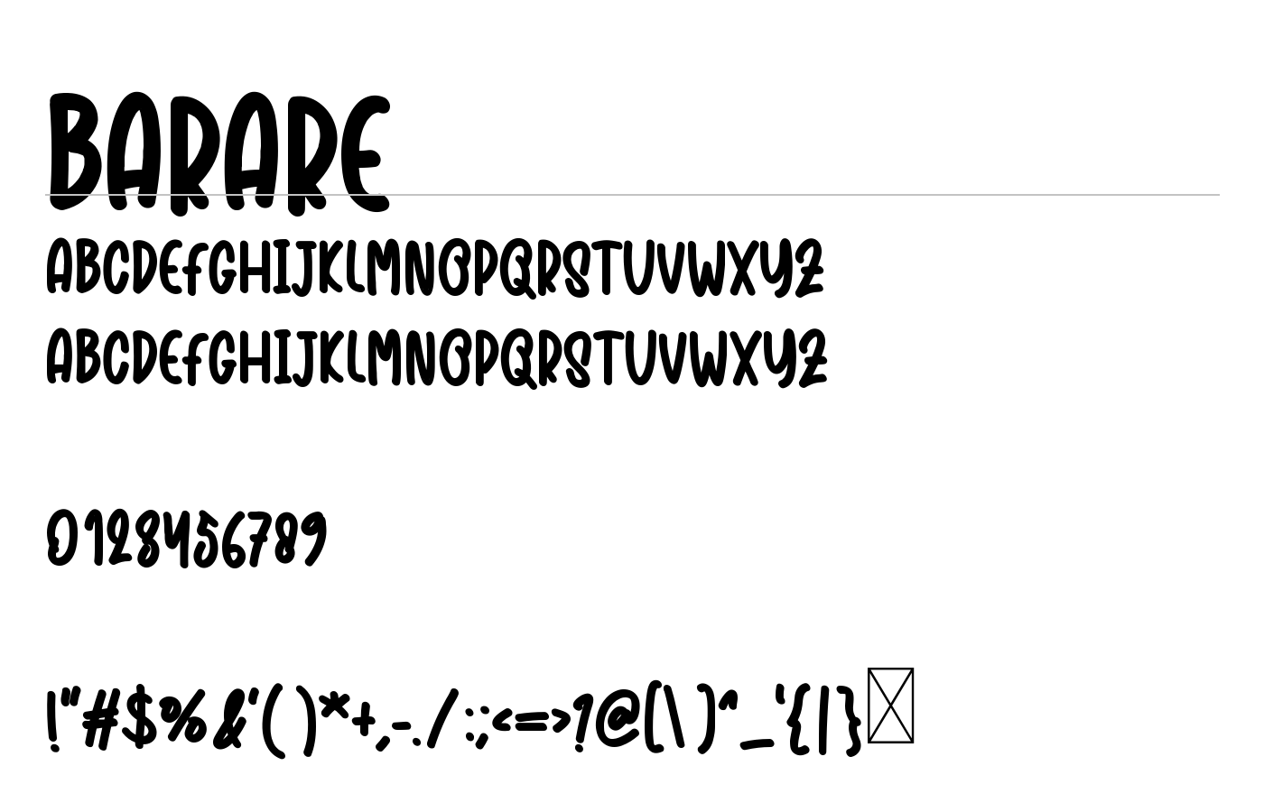 BARARE Font preview