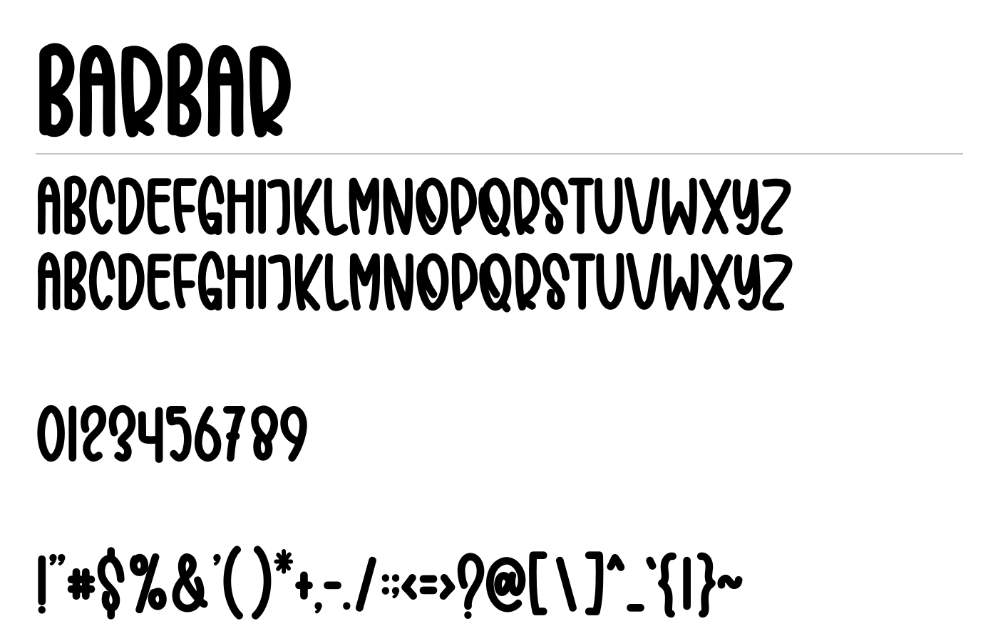BARBAR Font preview