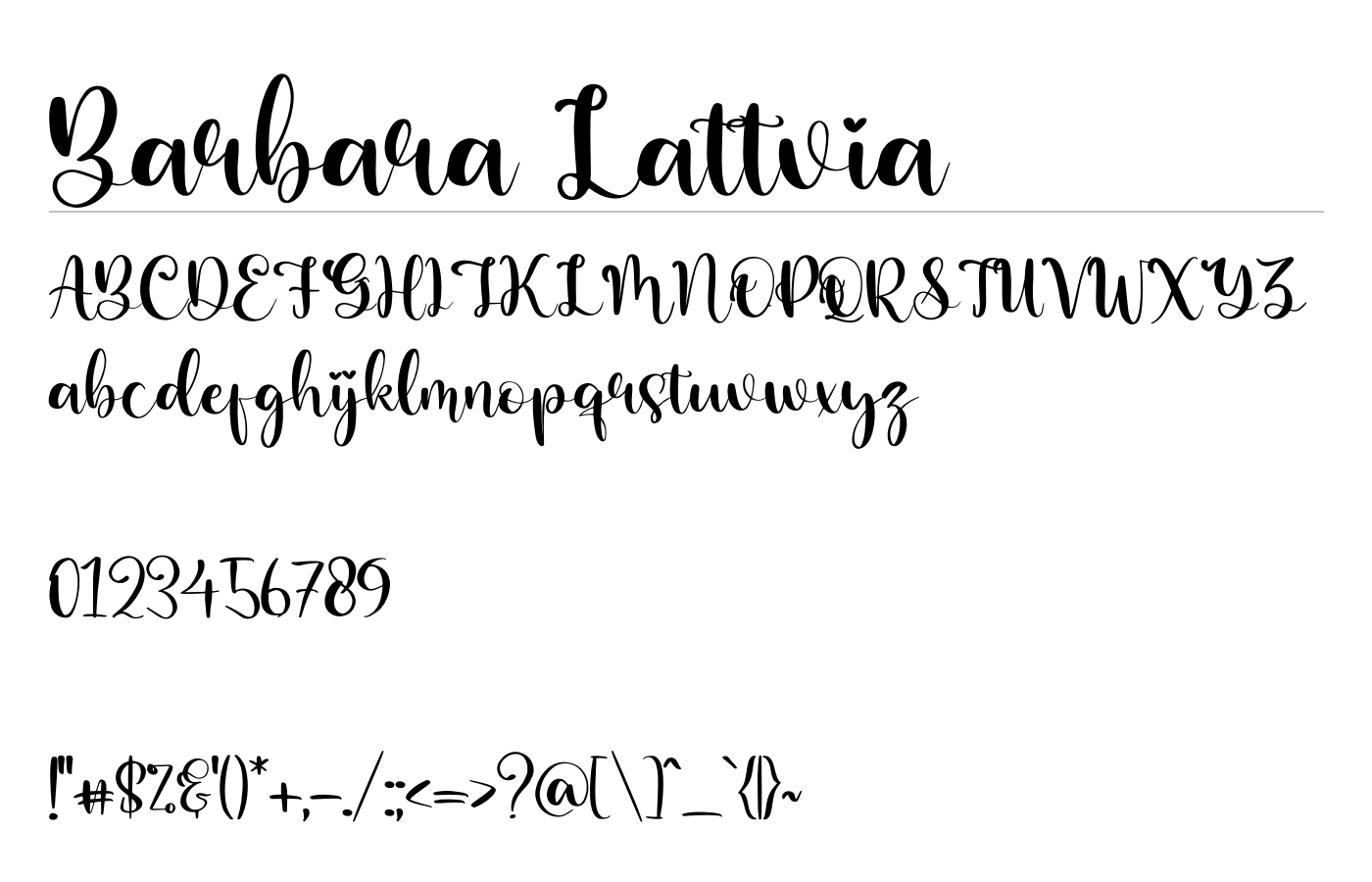 Barbara Lattvia Font preview