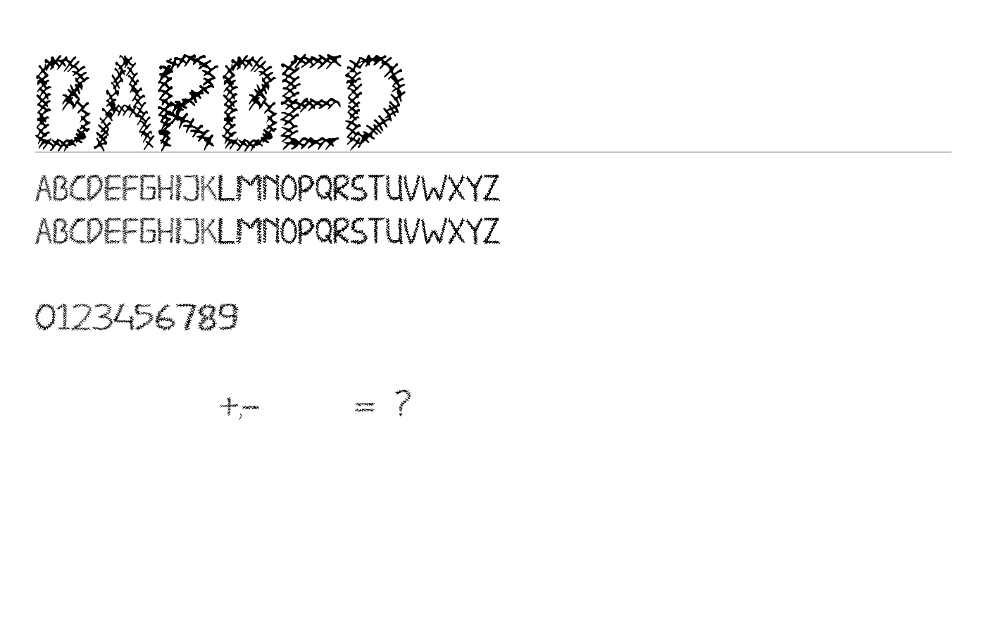 BARBED Font preview