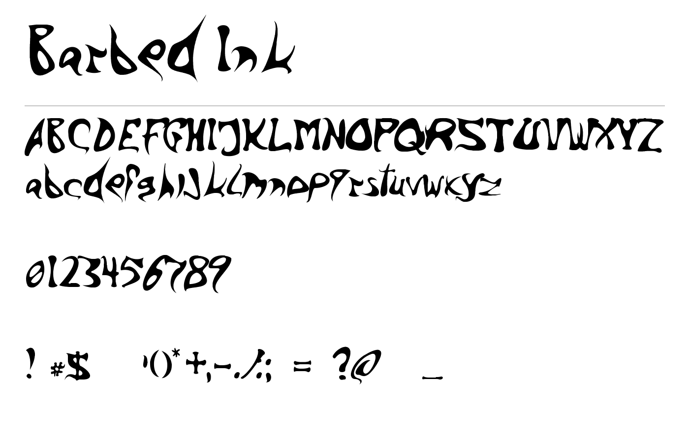 Barbed Ink Font preview