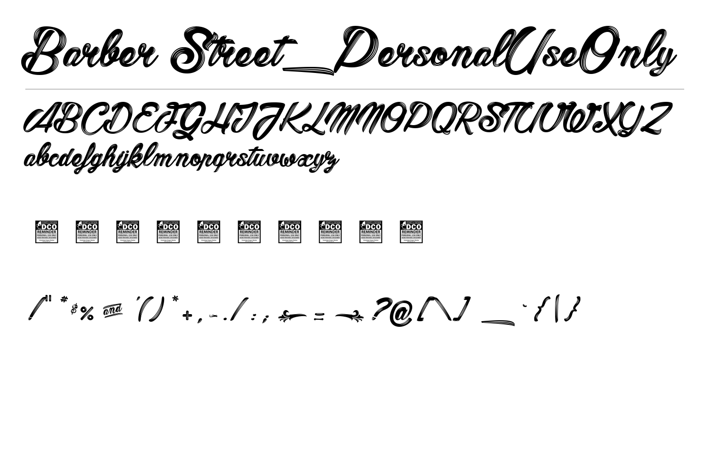 Barber Street_PersonalUseOnly Font preview