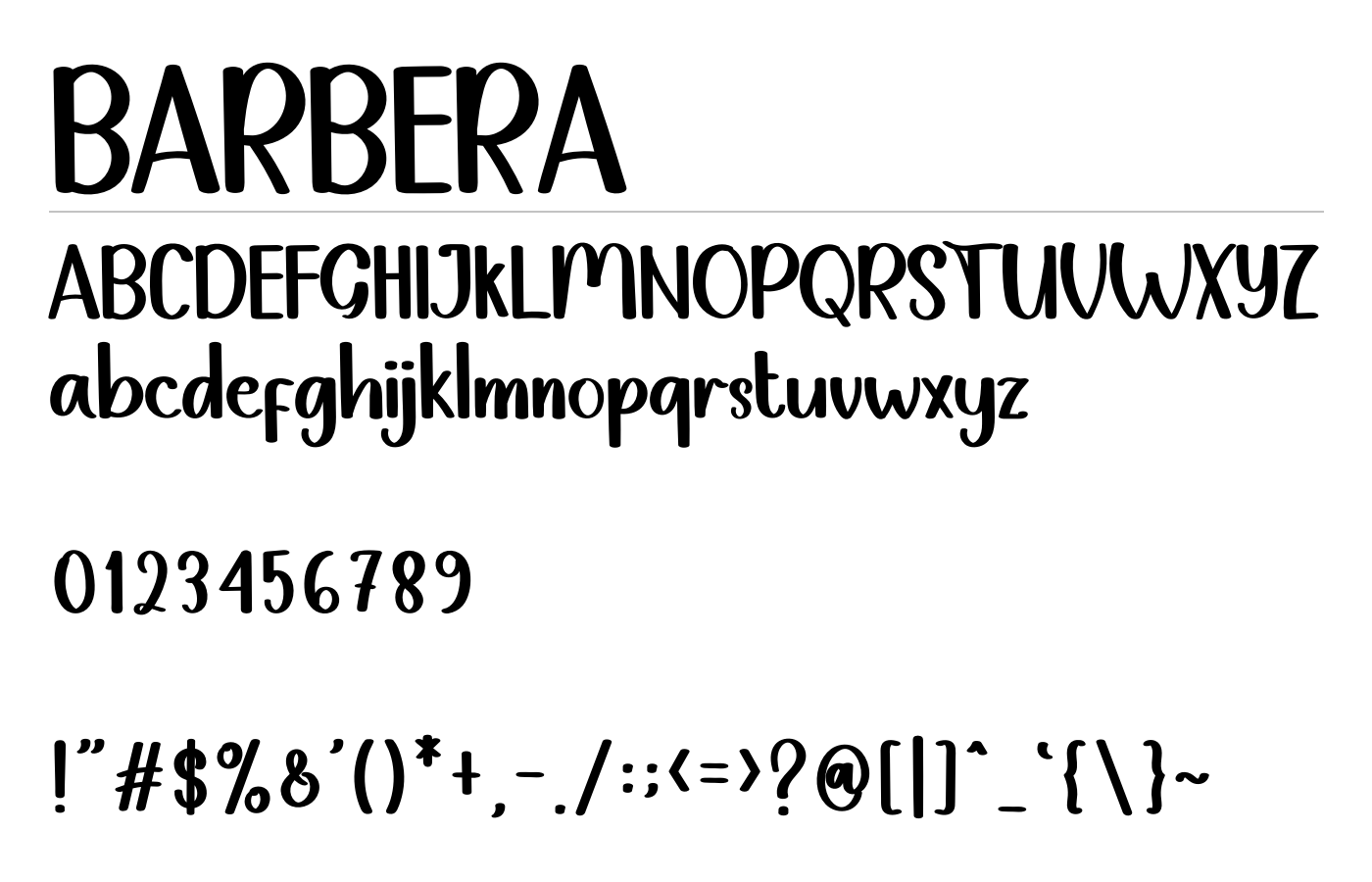 BARBERA Font preview