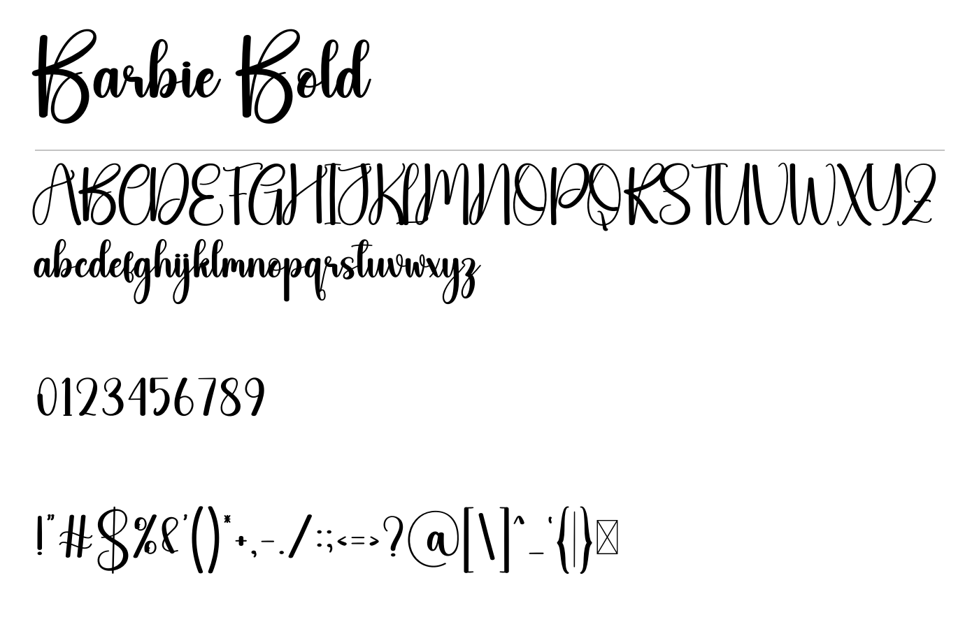 Barbie Bold Font preview