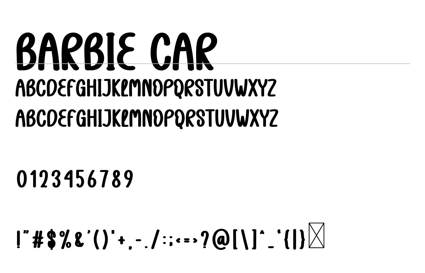 Barbie Car Font preview