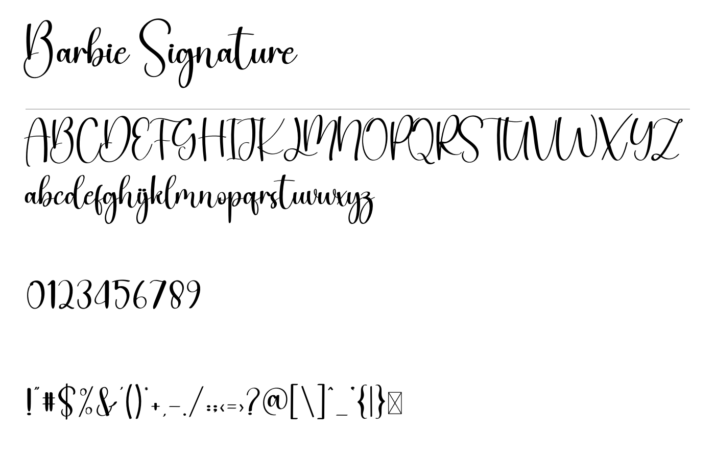 Barbie Signature Font preview