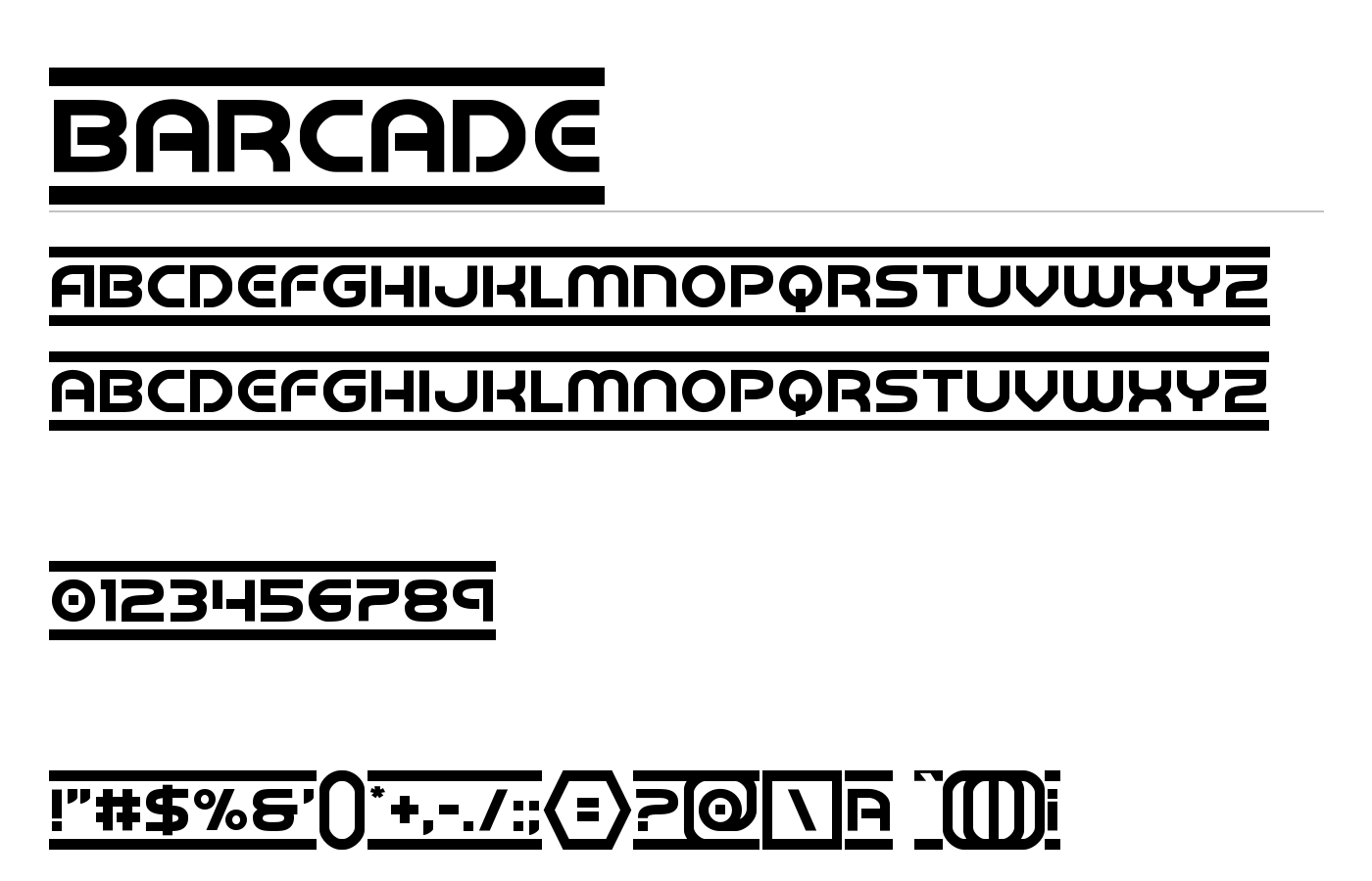 Barcade Font preview