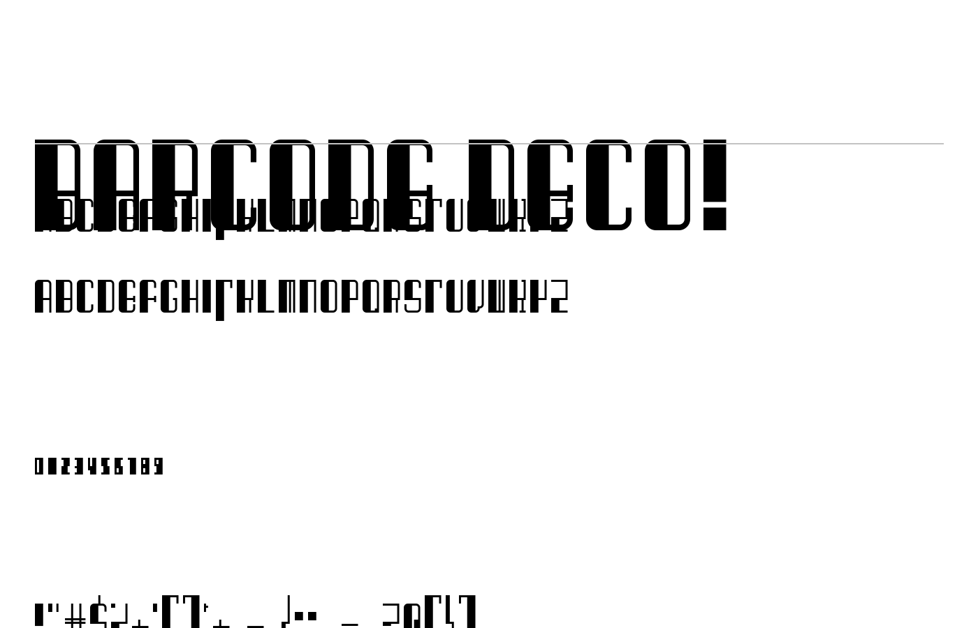 Barcode Deco! Font preview