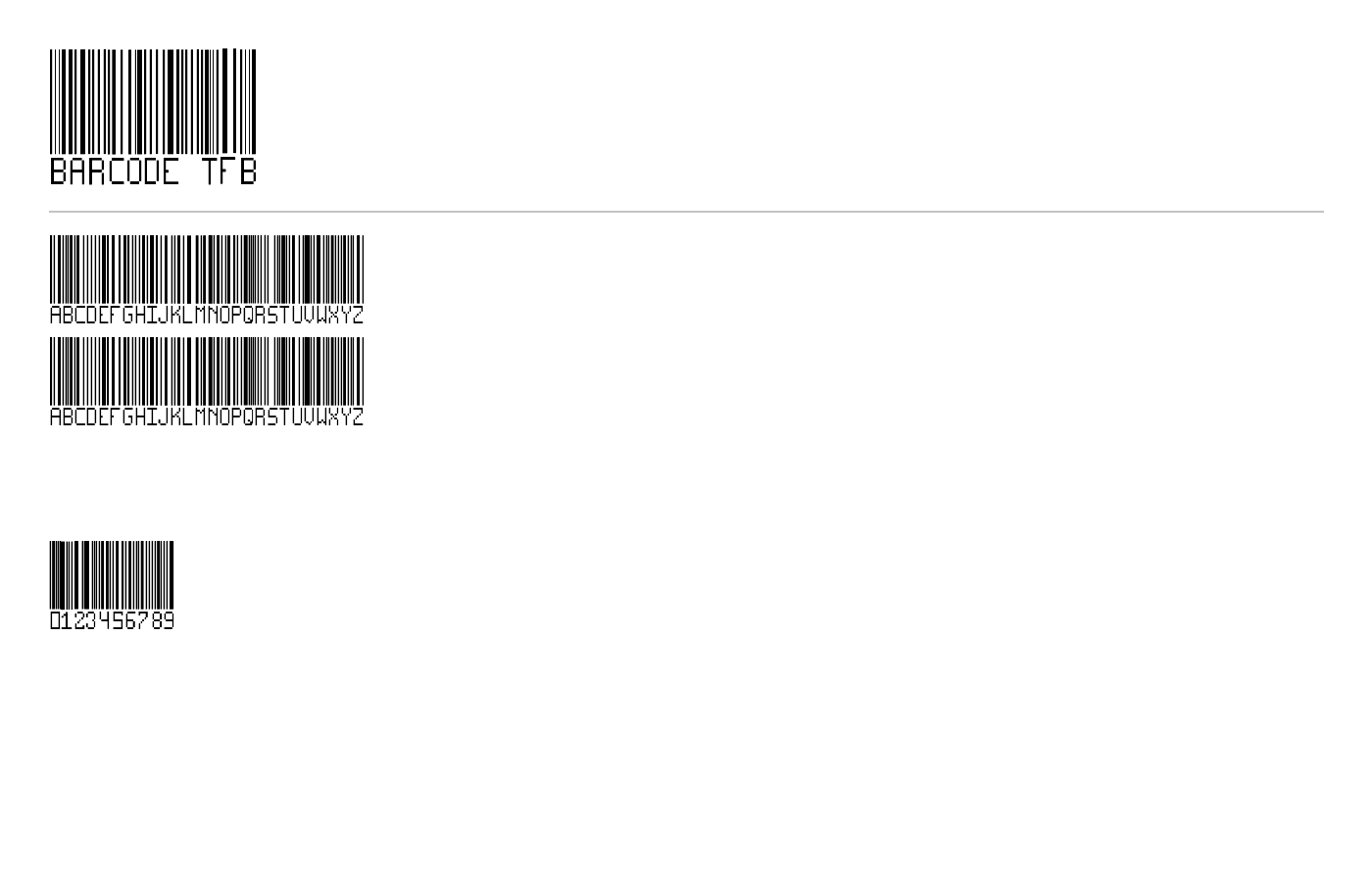 BARCODE TFB Font preview