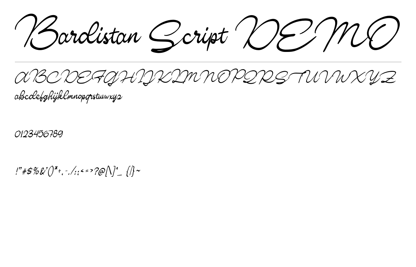 Bardistan Script DEMO Font preview