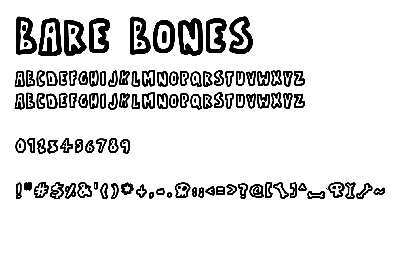 Bare Bones Font preview