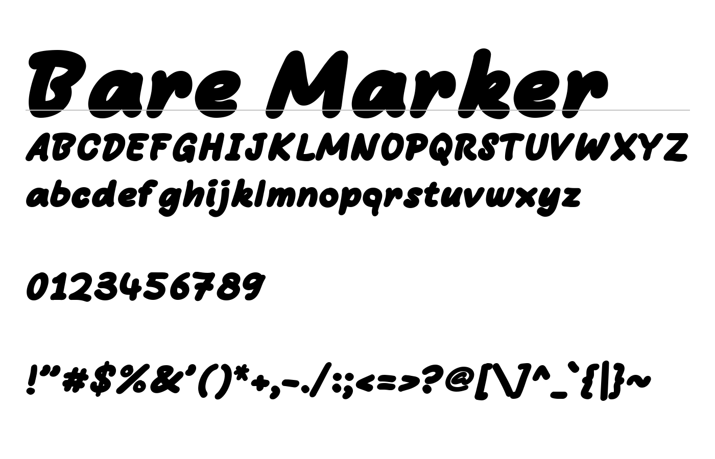 Bare Marker Font preview