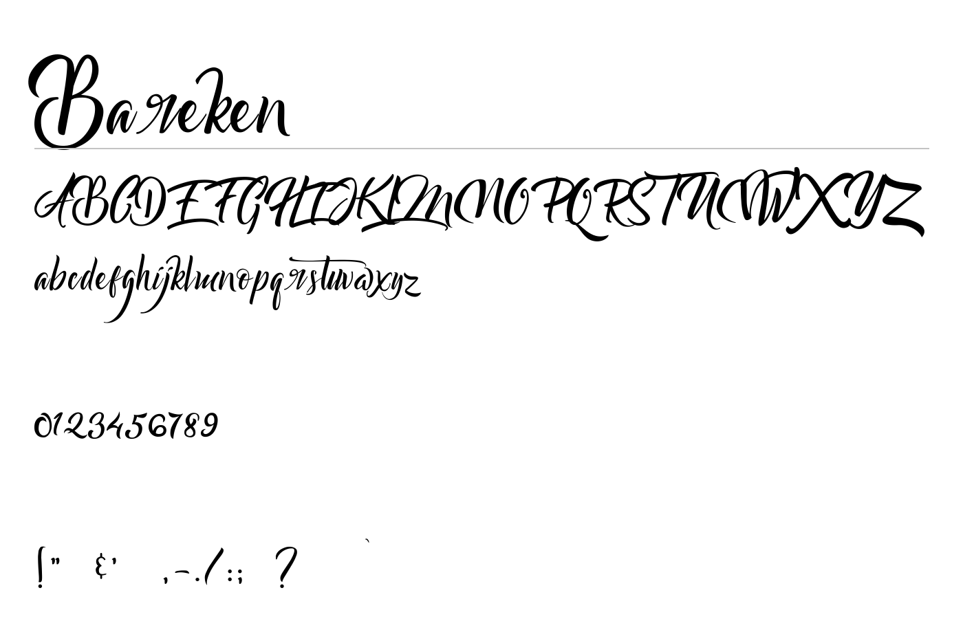Bareken Font preview