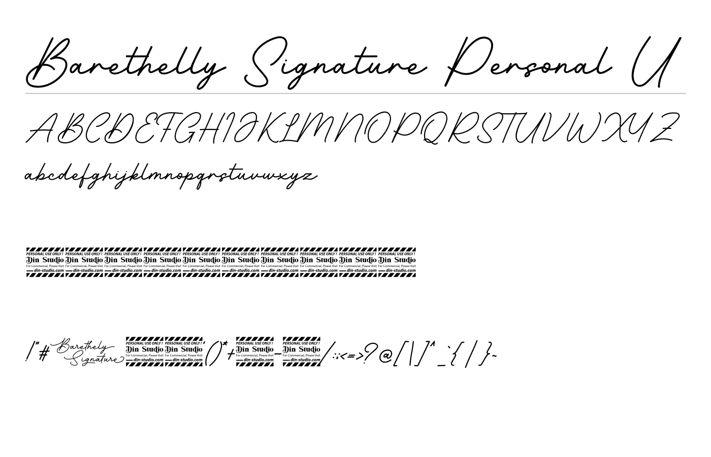 Barethelly Signature Personal U Font preview