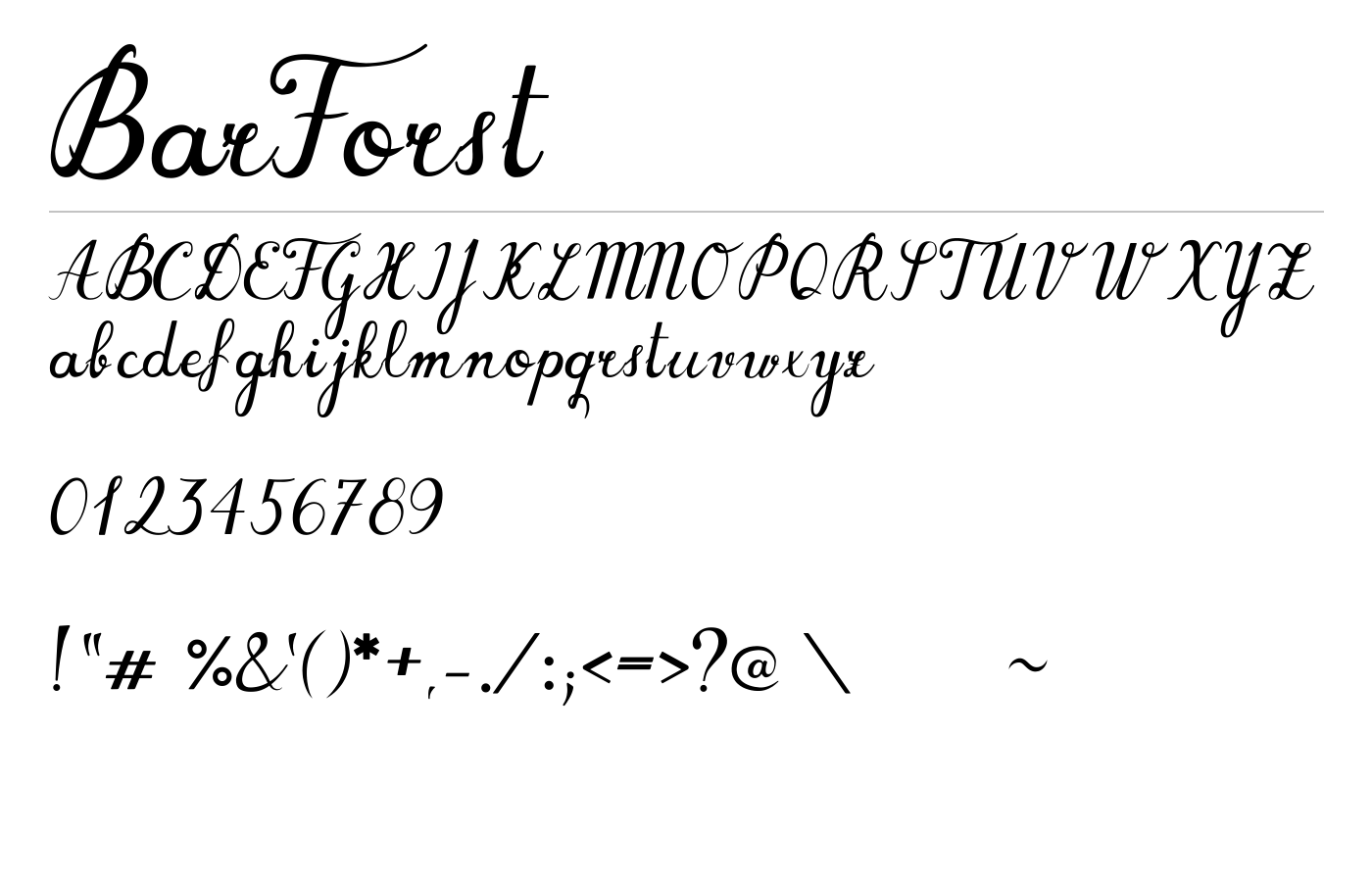 BarForst Font preview