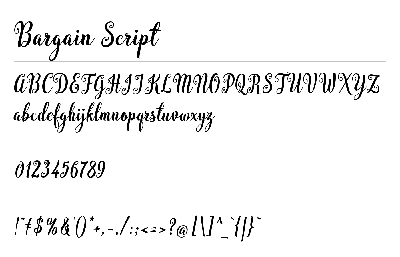 Bargain Script Font preview