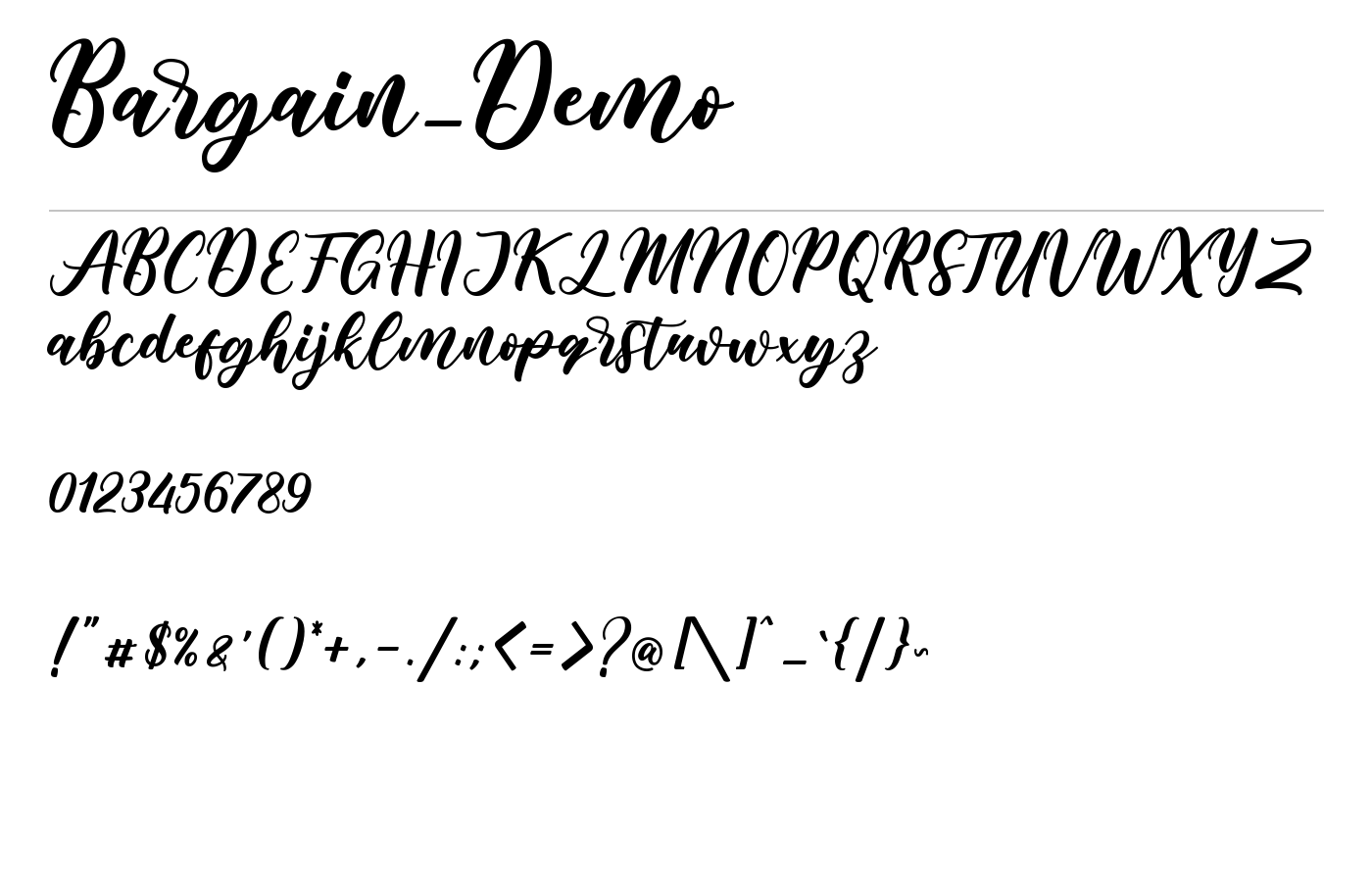 Bargain_Demo Font preview