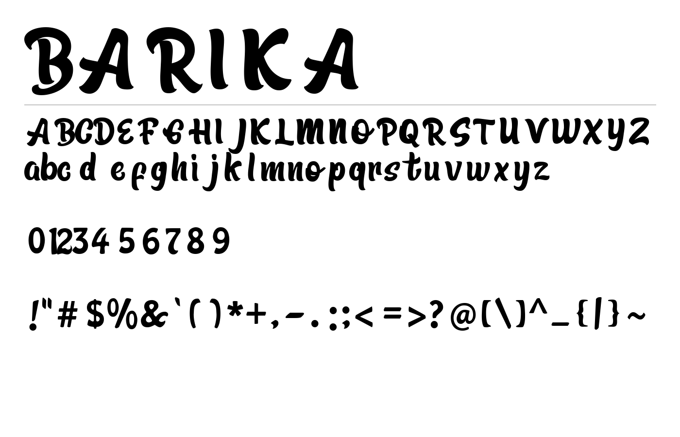 BARIKA Font preview