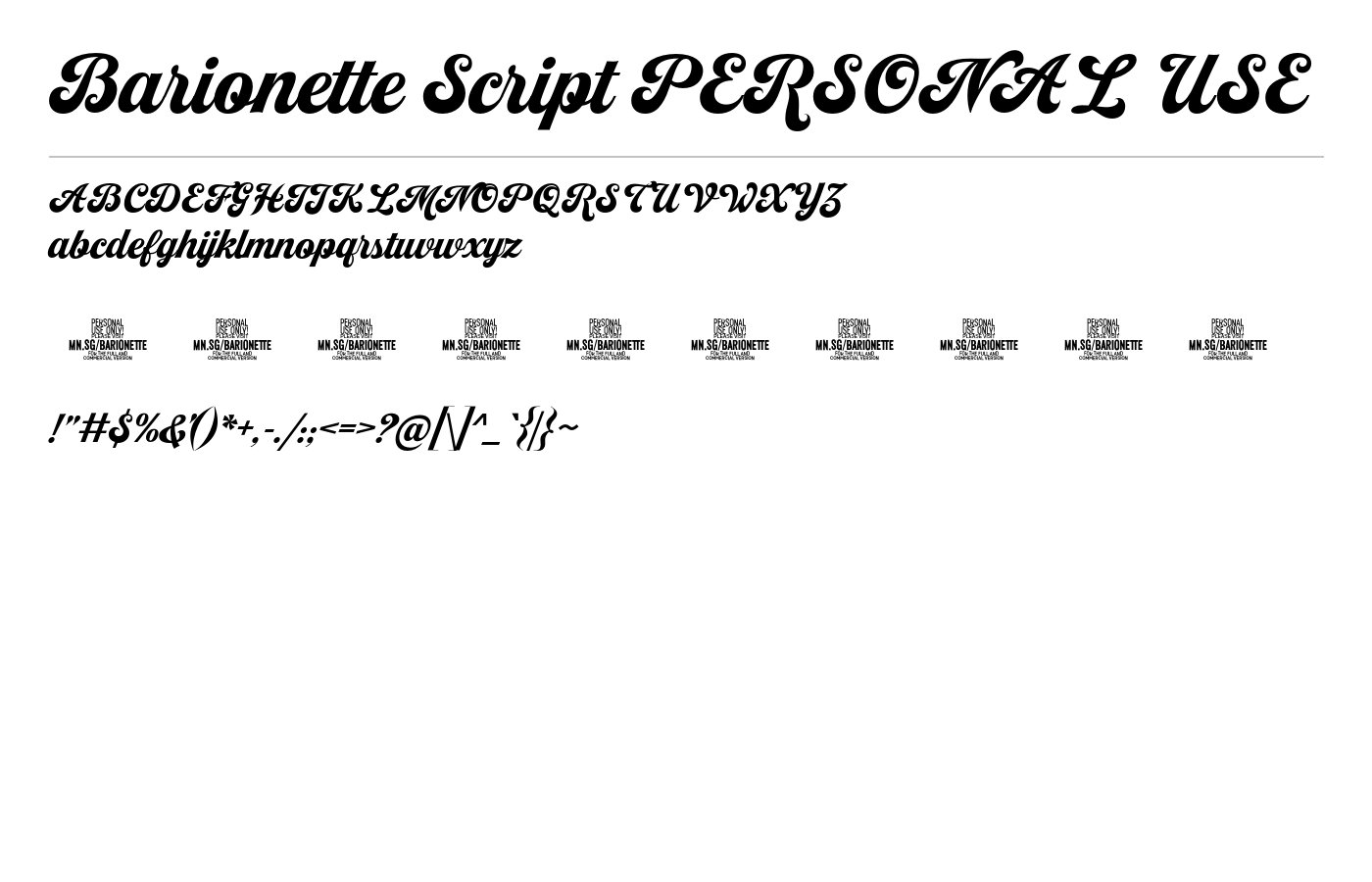 Barionette Script PERSONAL USE Font preview