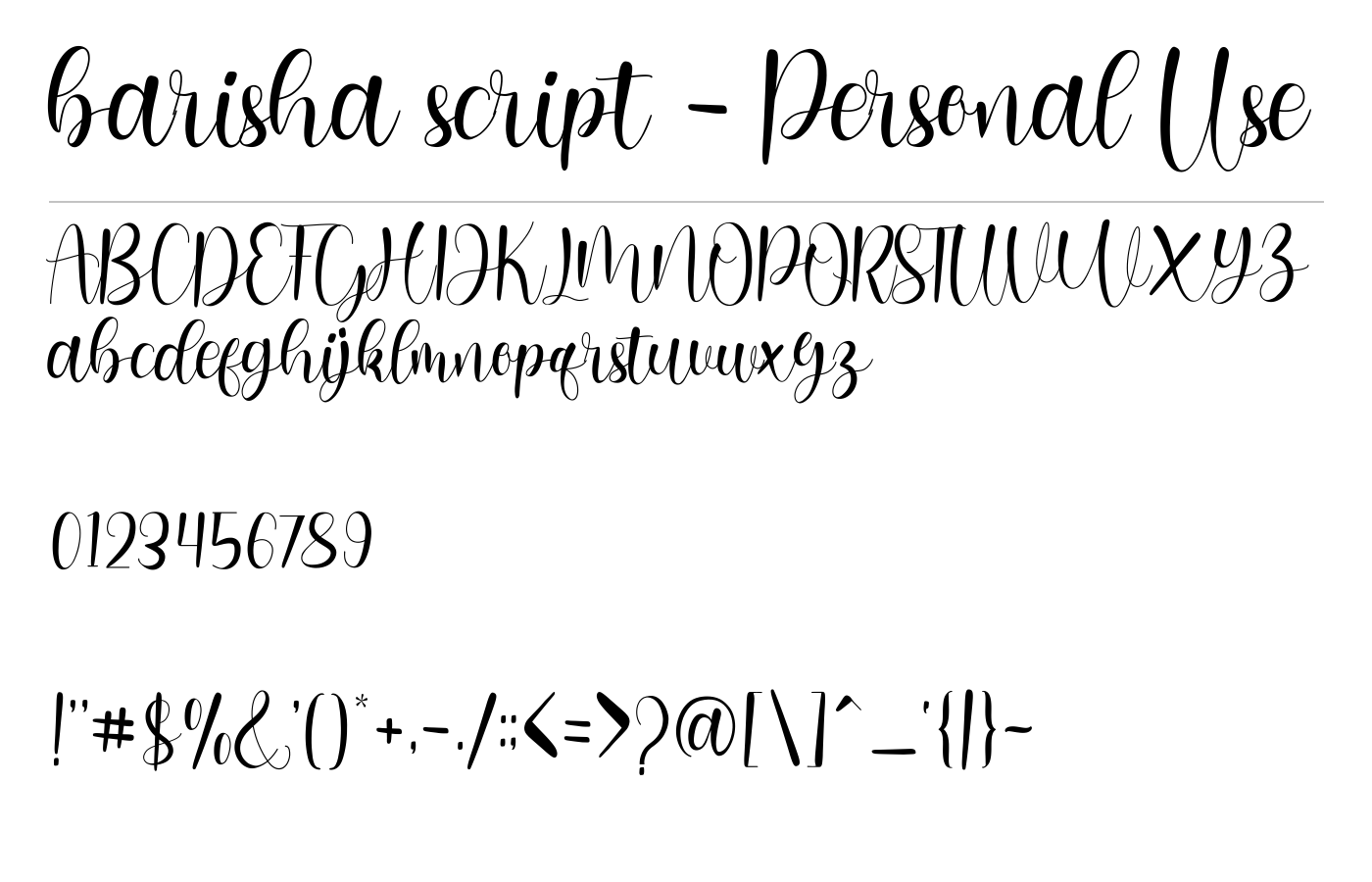 barisha script - Personal Use Font preview