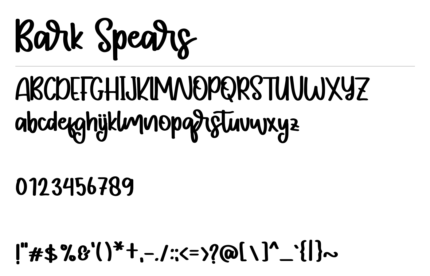 Bark Spears Font preview