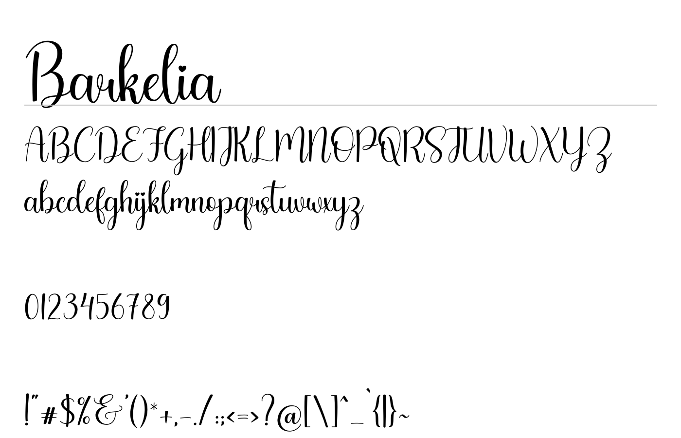 Barkelia Font preview