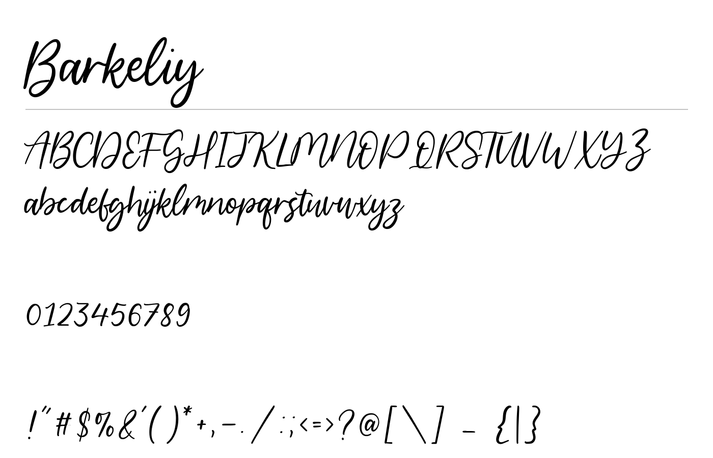 Barkeliy Font preview