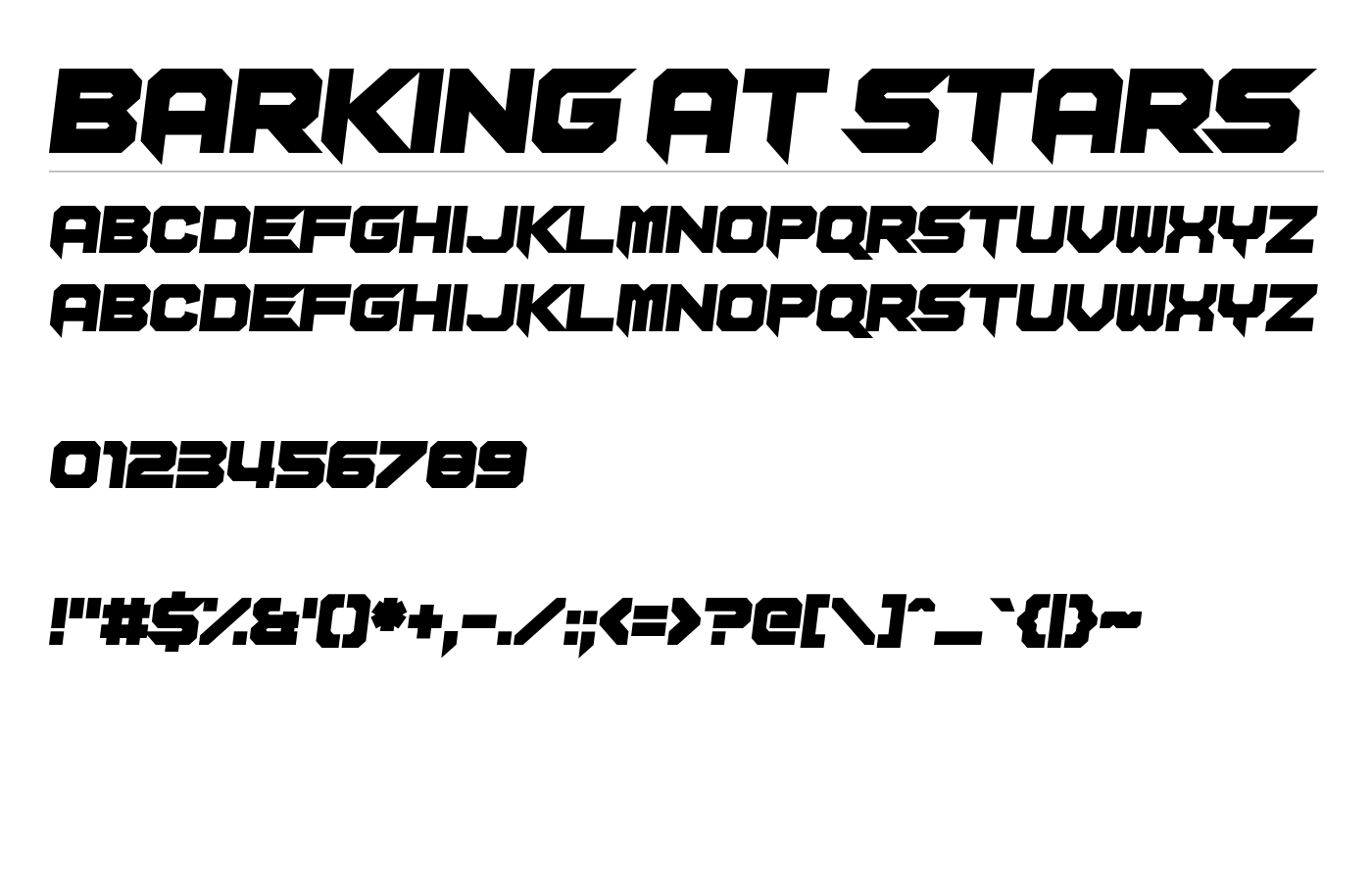 Barking at Stars Font preview