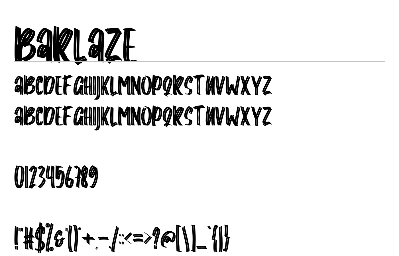 Barlaze Font preview