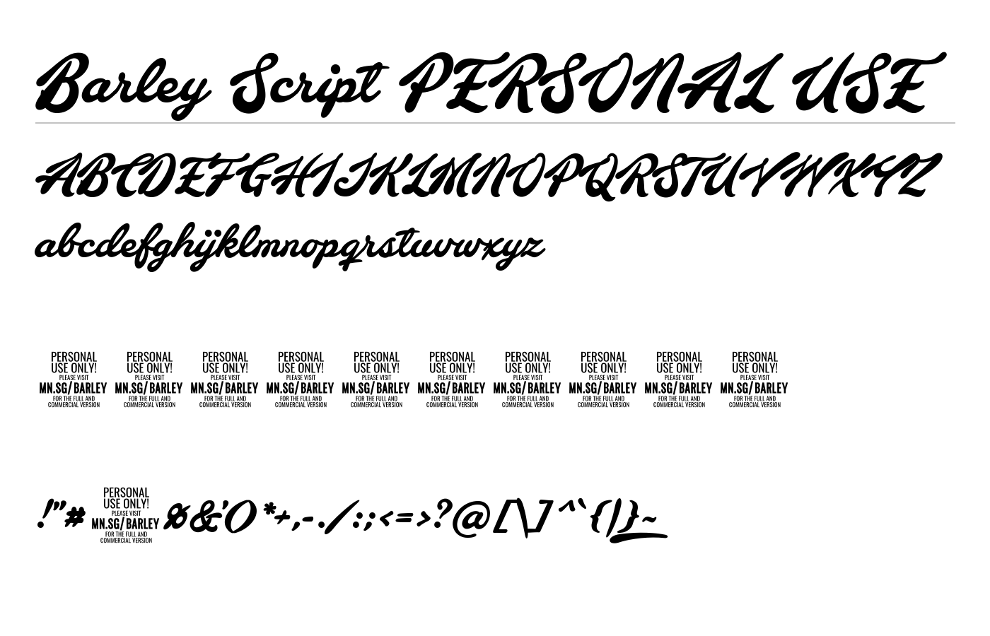 Barley Script PERSONAL USE Font preview