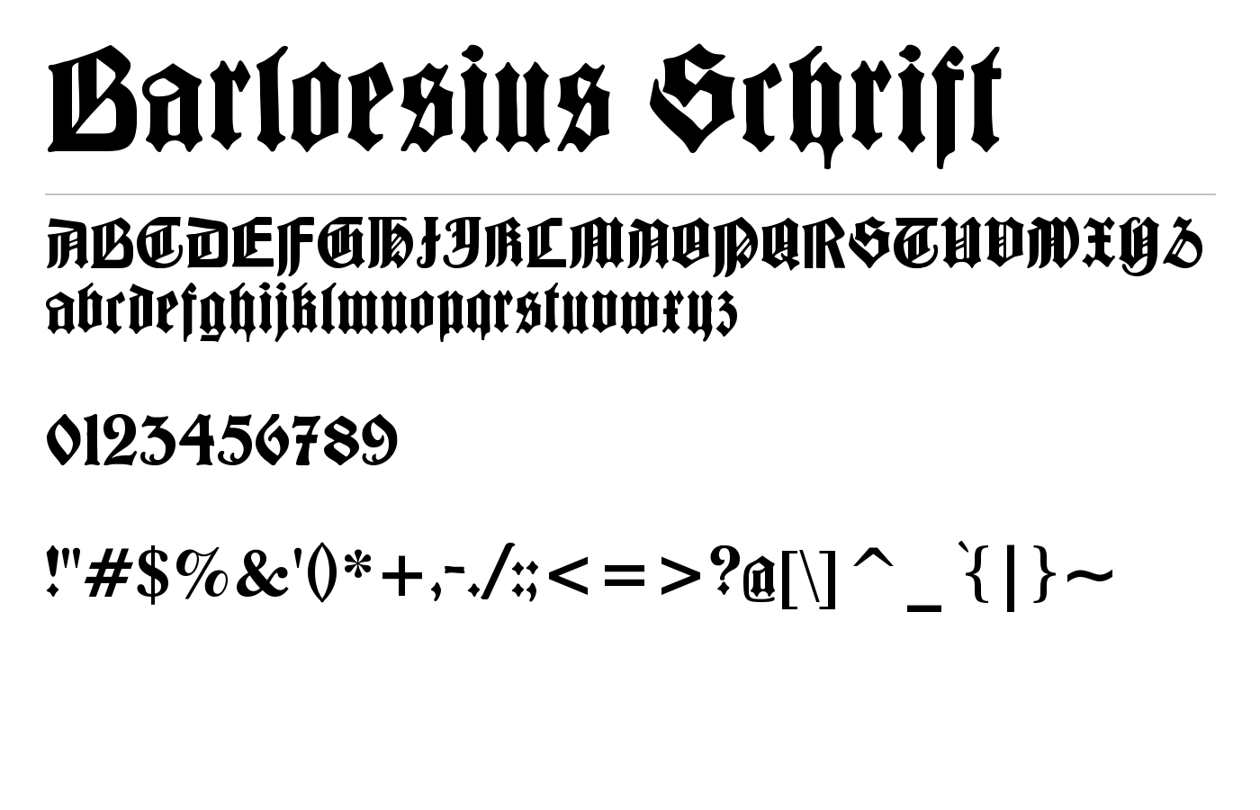 Barloesius Schrift Font preview