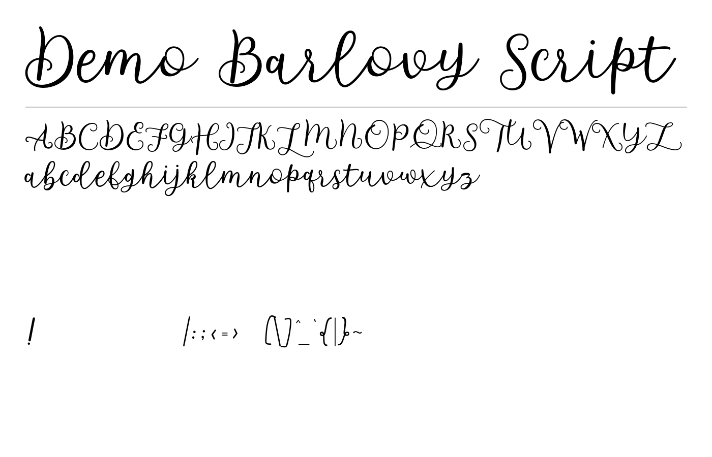 Demo Barlovy Font preview