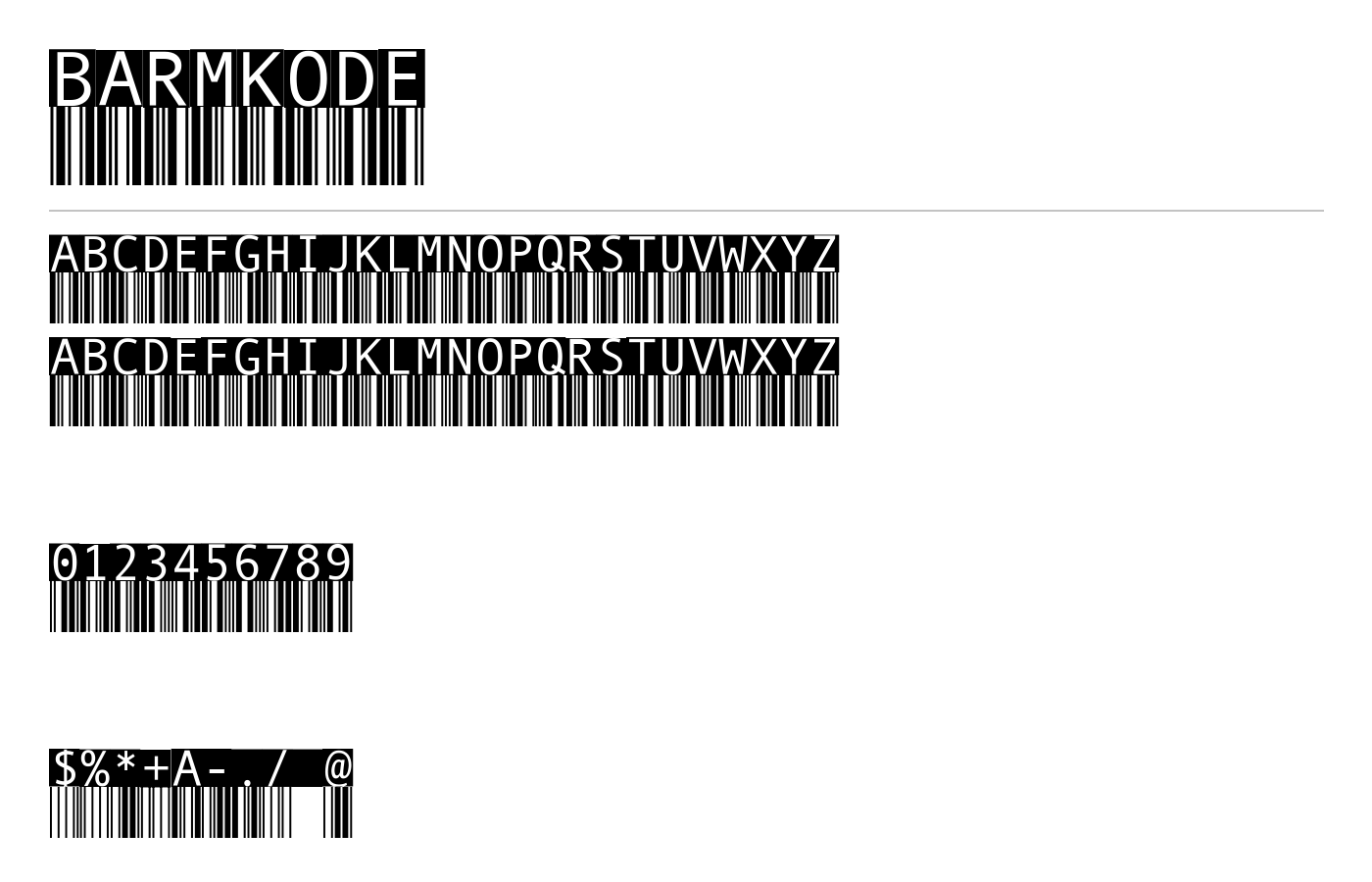 BarMKode Font preview
