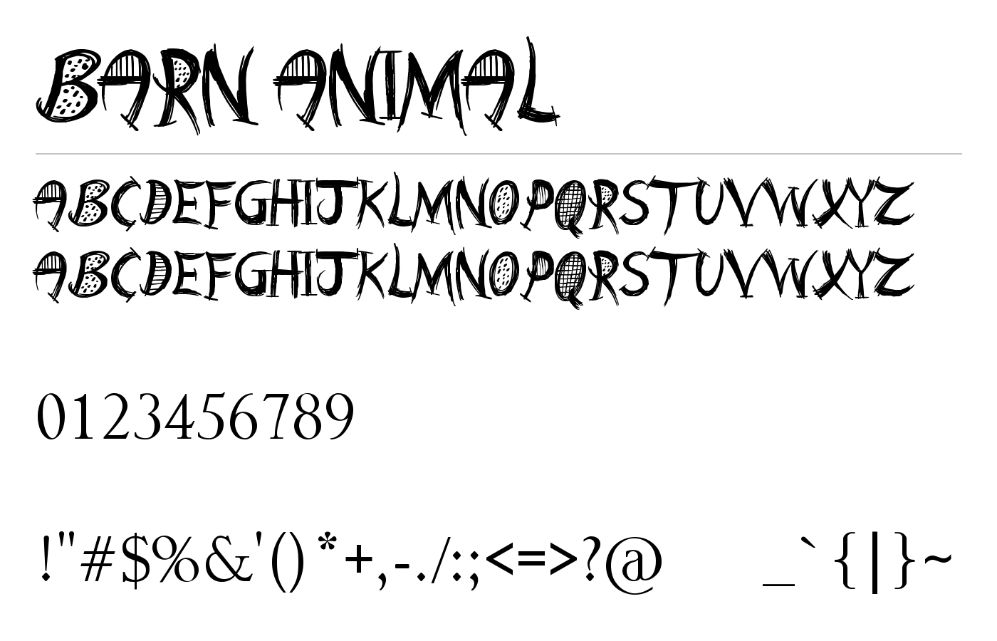 Barn Animal Font preview