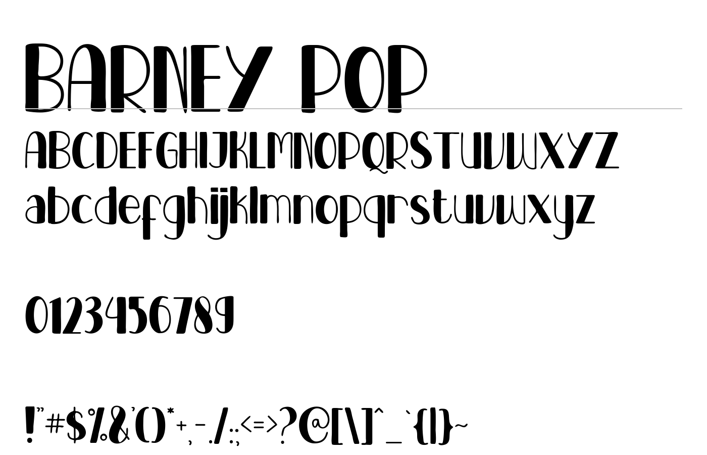 BARNEY POP Font preview