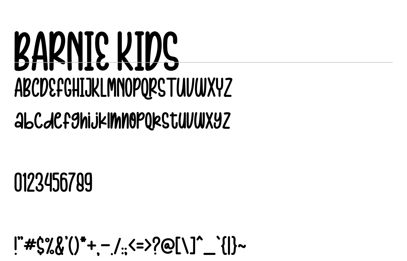 BARNIE KIDS Font preview