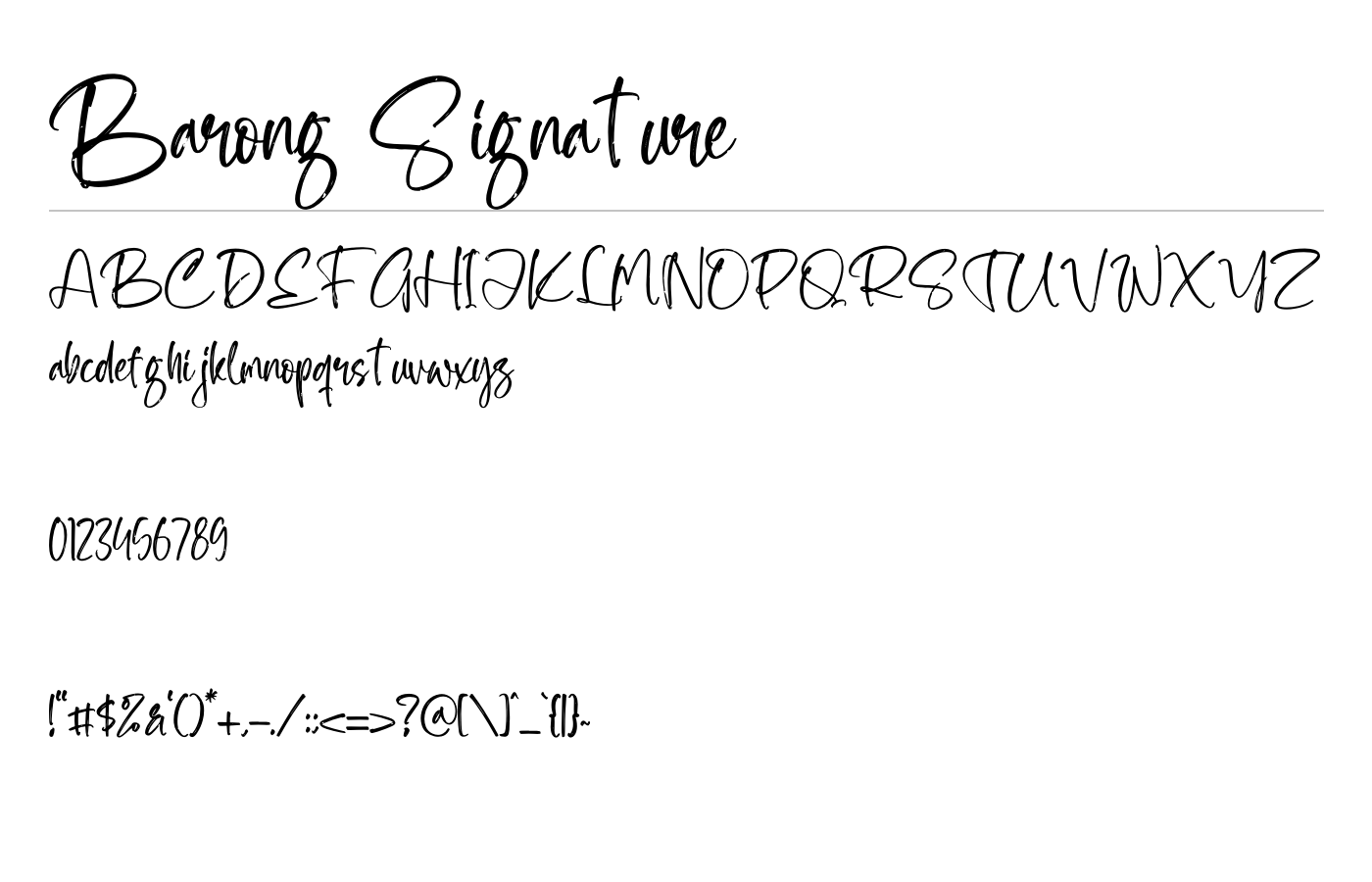 Barong Signature Font preview