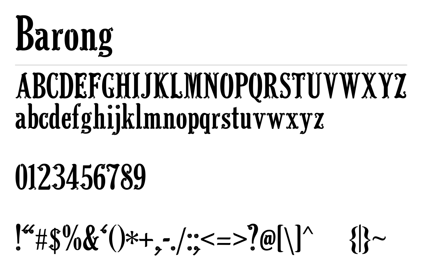 Barong Font preview