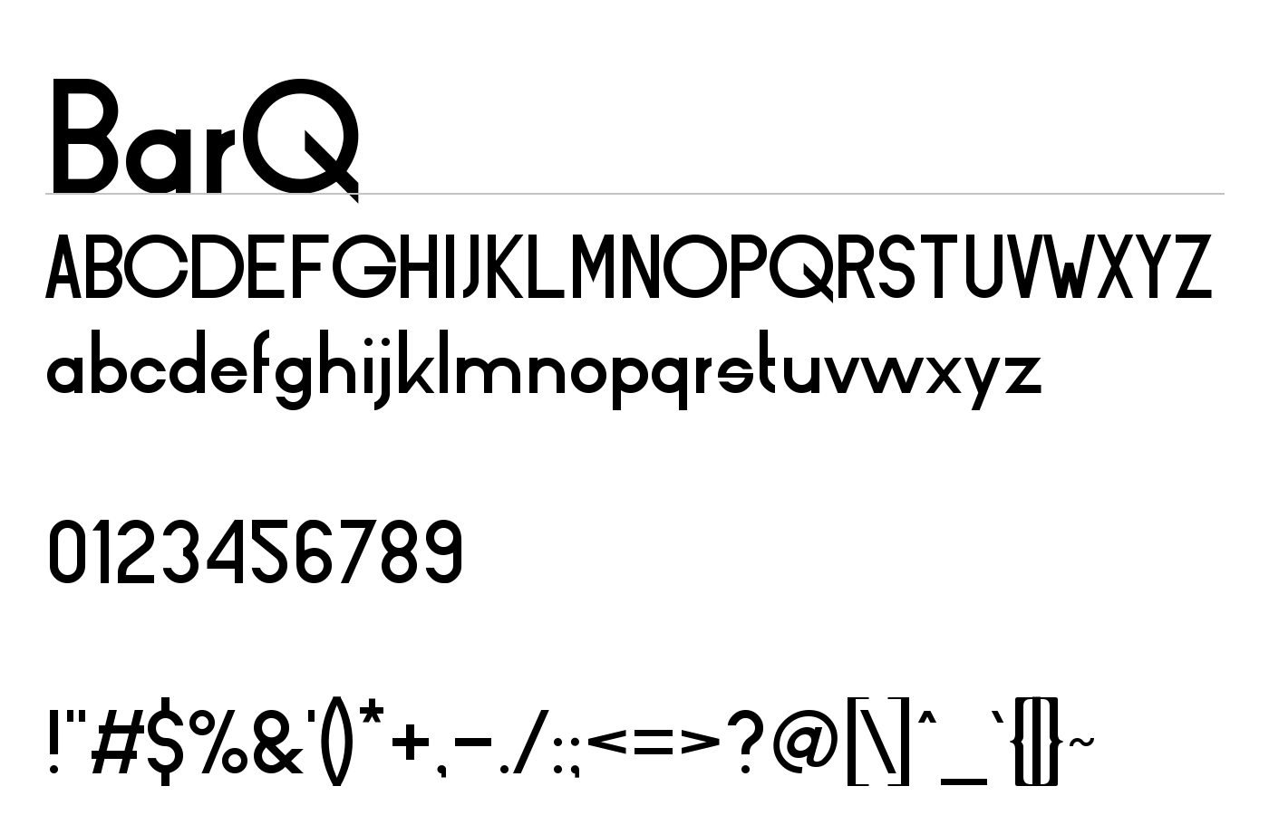 BarQ Font preview