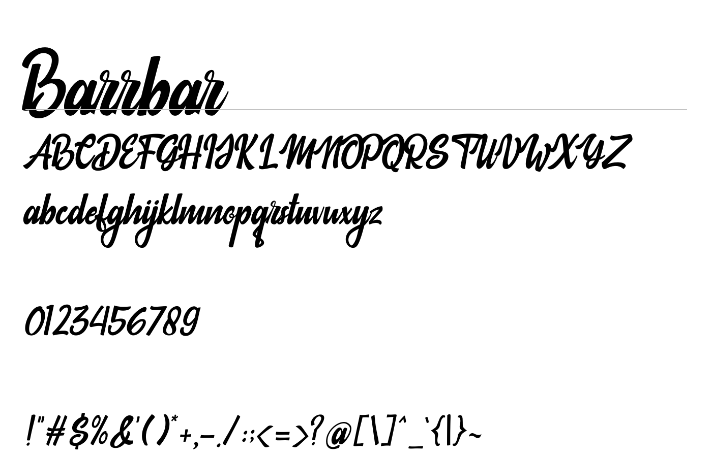 Barrbar Font preview