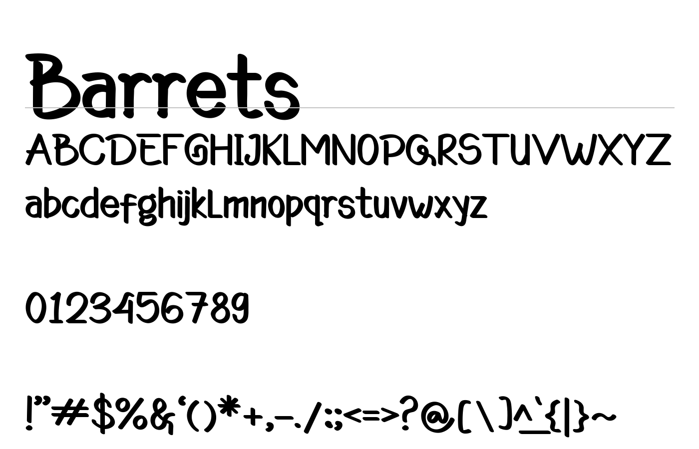 Barrets Font preview