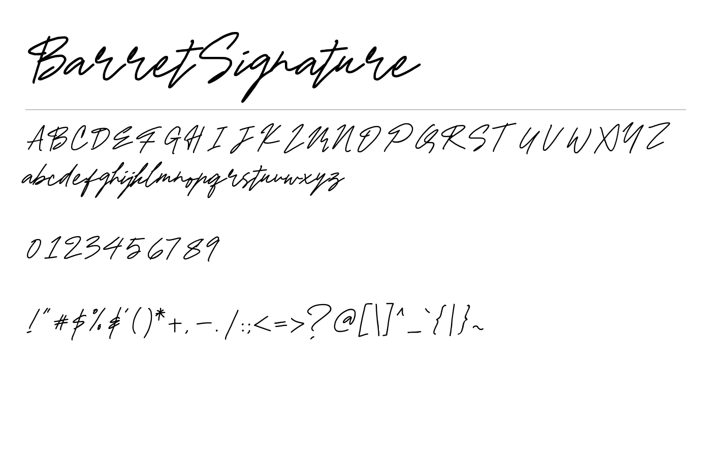 BarretSignature Font preview