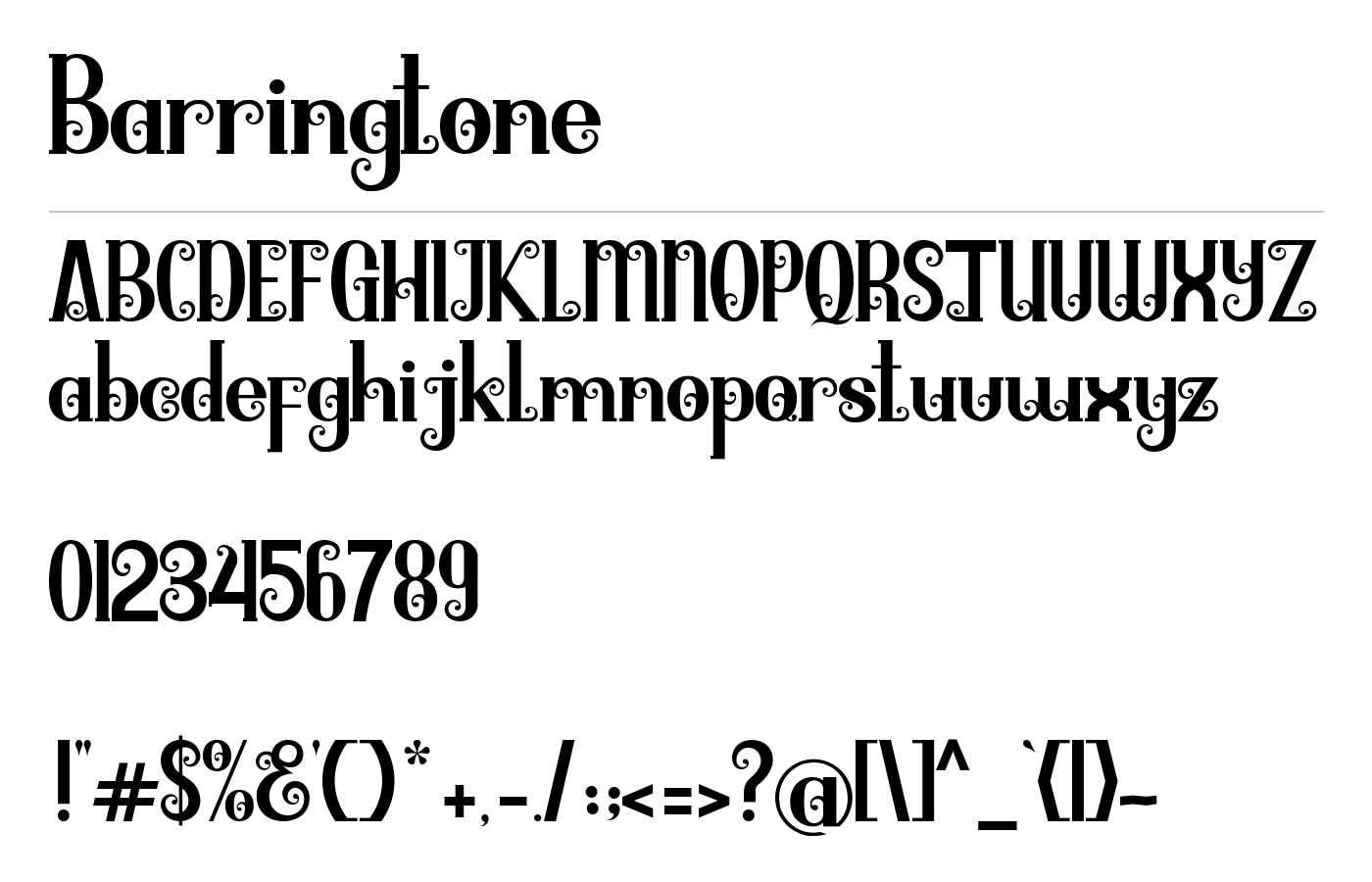 Barringtone Font preview