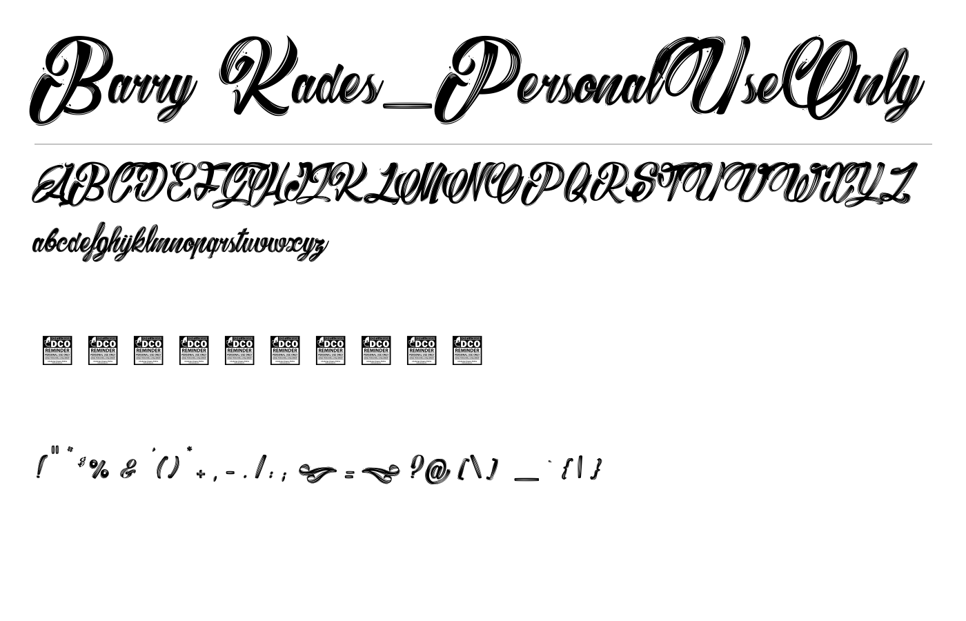 Barry Kades_PersonalUseOnly Font preview