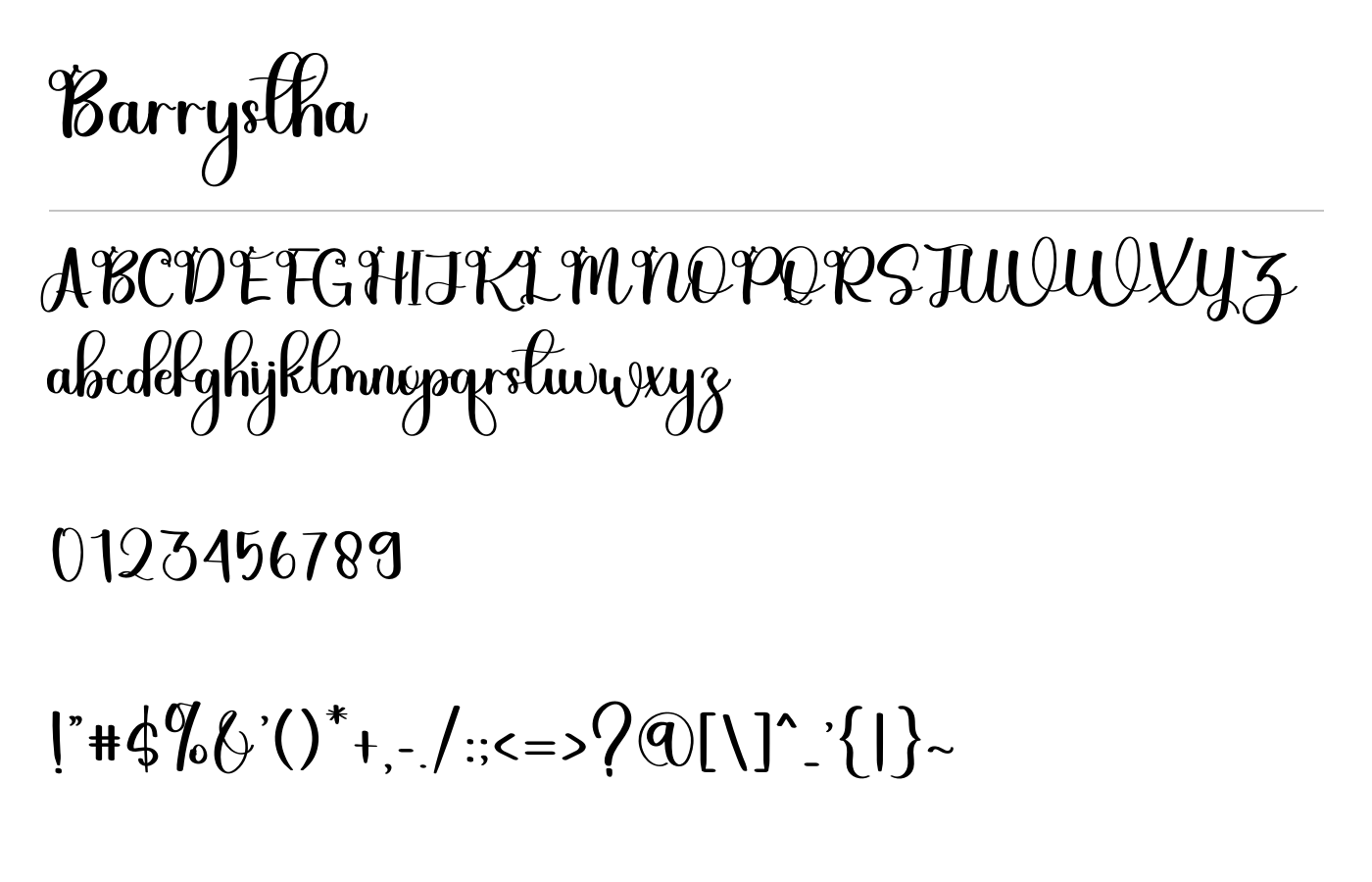 Barrystha Font preview