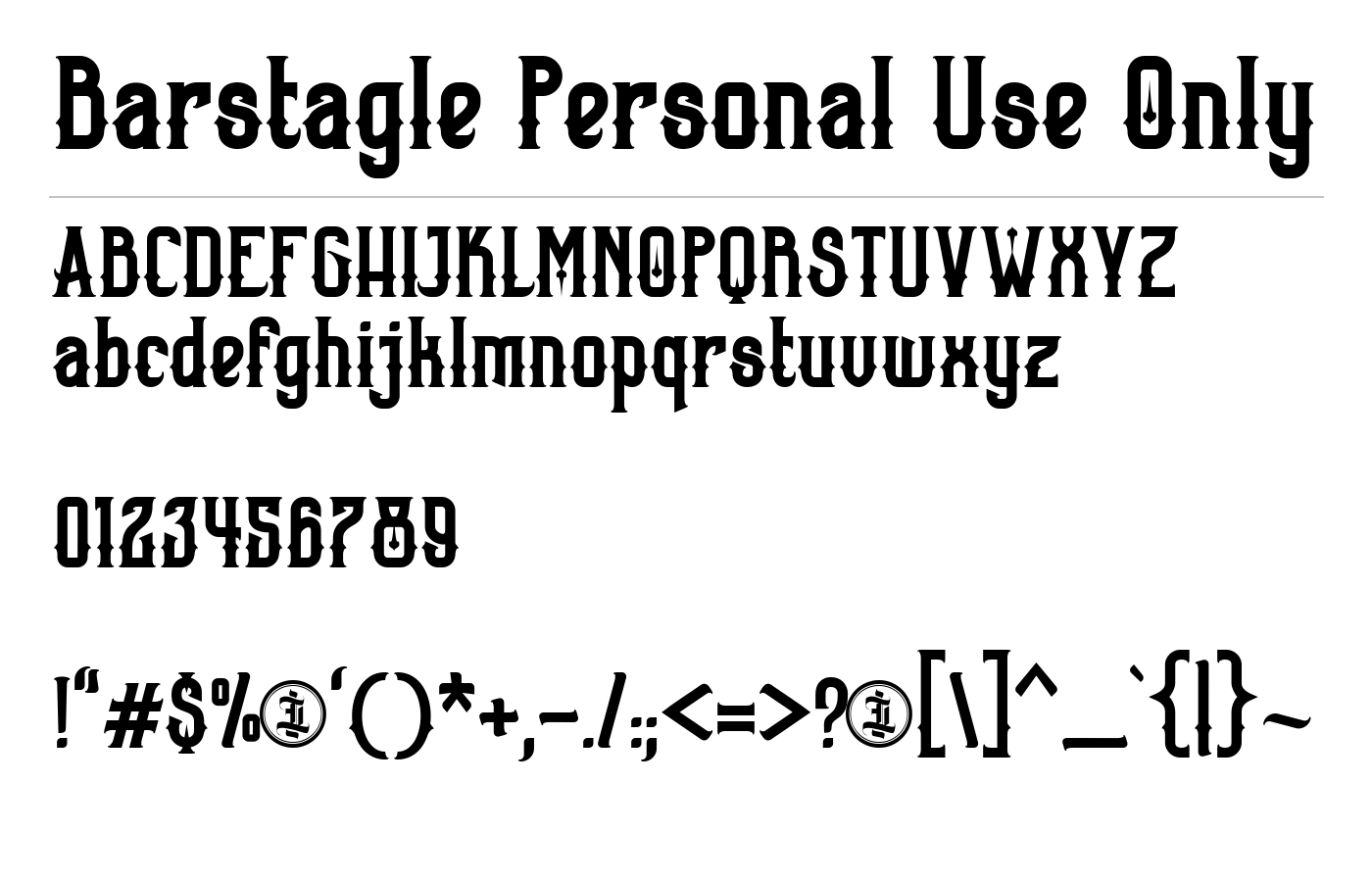Barstagle Personal Use Only Font preview