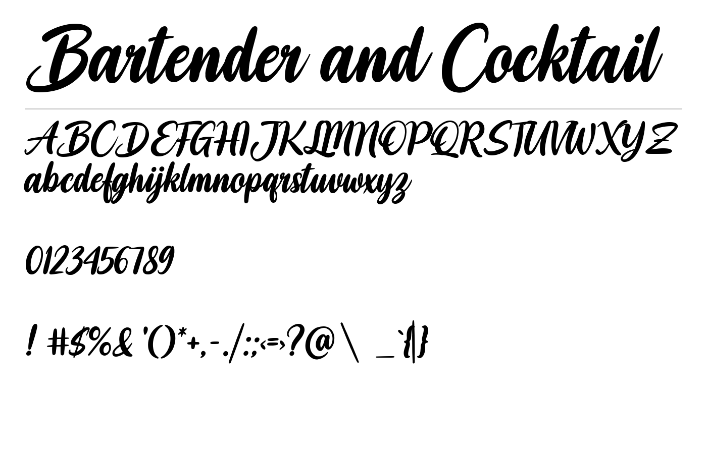 Bartender and Cocktail Font preview