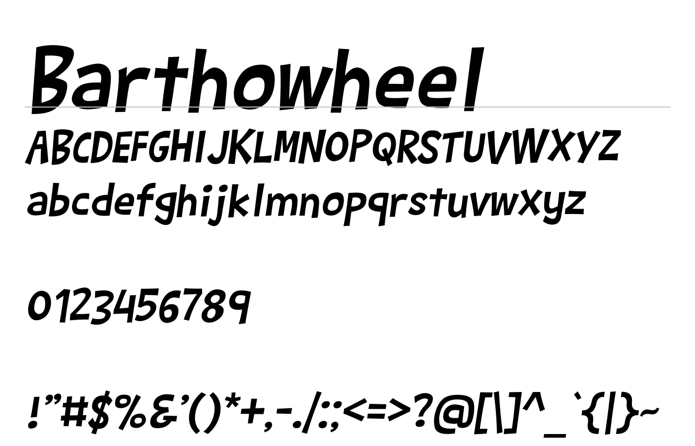 Barthowheel Font preview