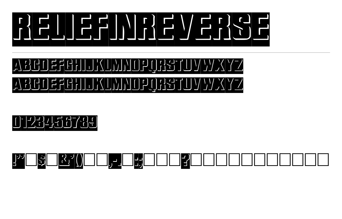 ReliefInReverse Font preview